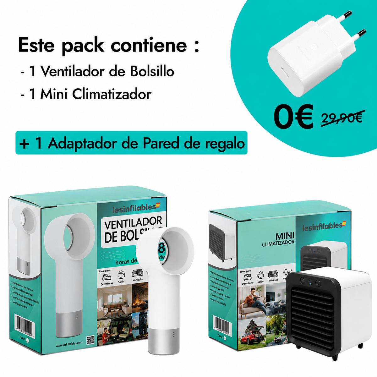 Pack Ventilador de Bolsillo + Mini Aire Acondicionado (+ 1 REGALO)