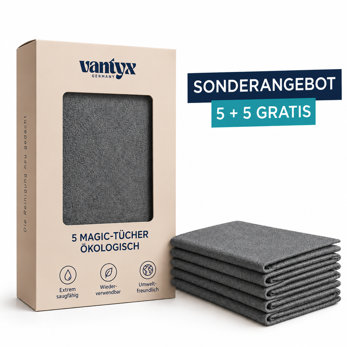 5 MAGIC-TÜCHER + 5 GRATIS