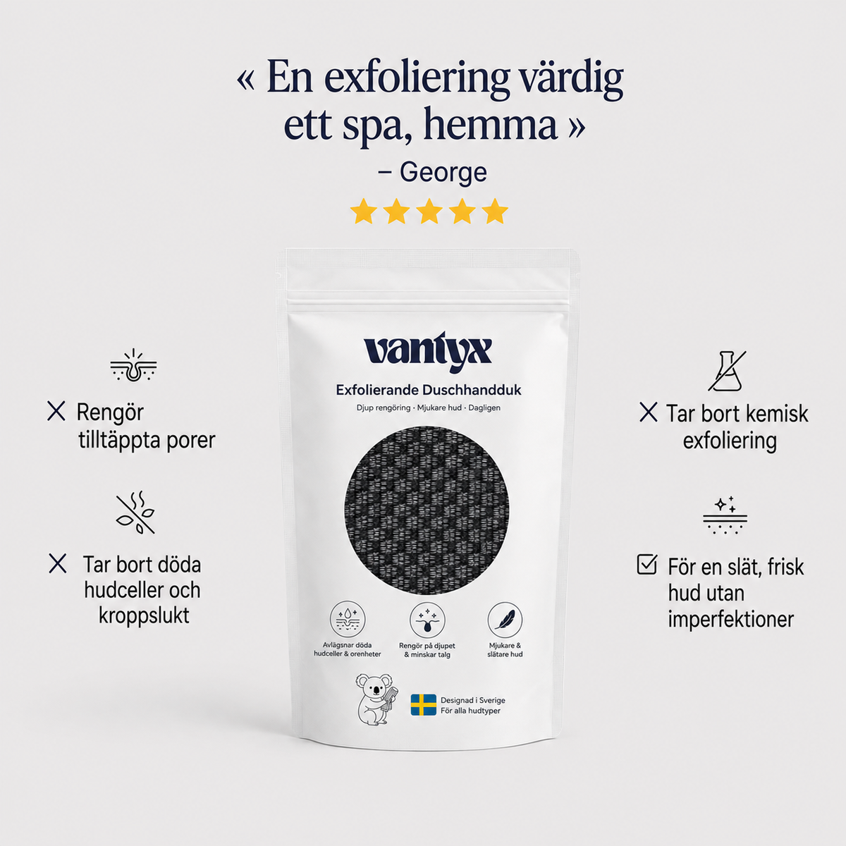 Exfolierande Duschhandduk Vantyx™