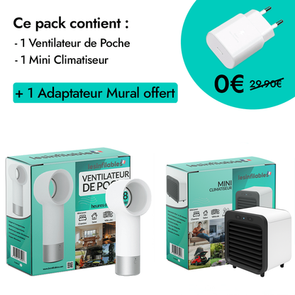 Pack Ventilateur de Poche + Mini Climatiseur (+ 1 CADEAU)