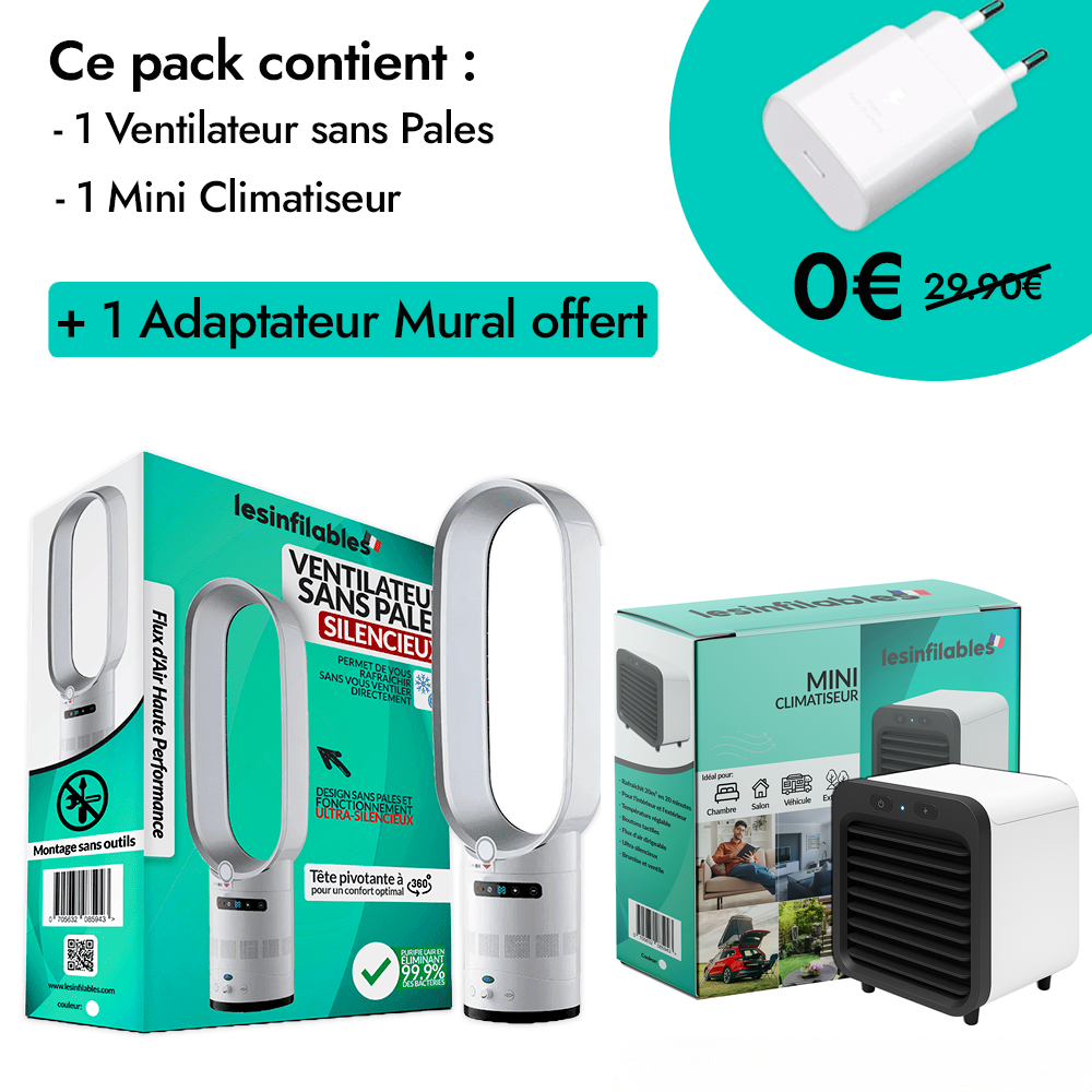 Pack Ventilateur sans Pales + Mini Climatiseur (+ 1 CADEAU)