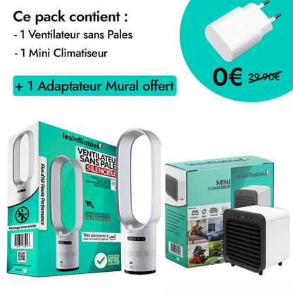 Pack Ventilateur sans Pales + Mini Climatiseur (+ 1 CADEAU)