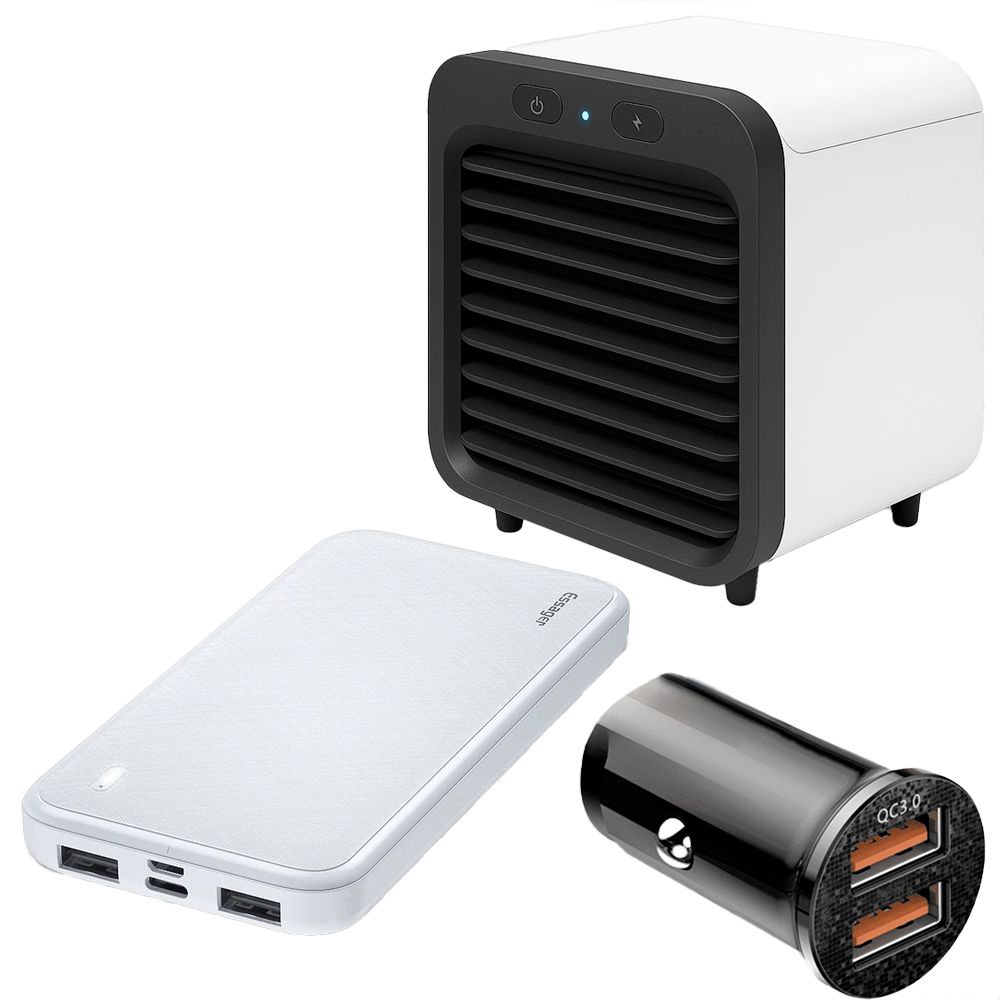 Pack Aire Acondicionado + Adaptador de Mechero + Batería Externa